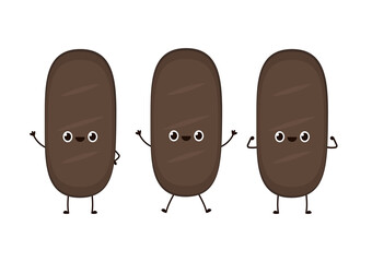 Black bread character design. Black bread vector. Black bread on white background.