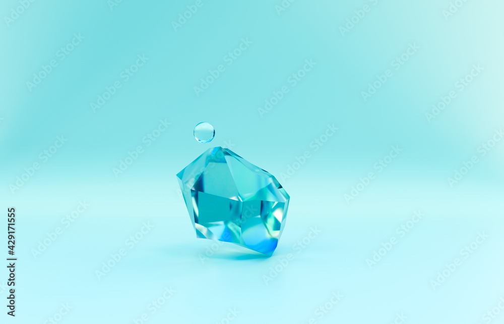 Aufkleber beauty fashion podium backdrop for product display with abstract iridescent gem stone. 3d rendering.