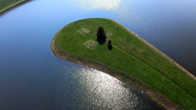 Beautiful Aerial View of Tree on Island, paralax movement