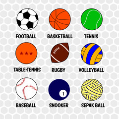 Fototapeta premium vector set of sport balls icons with golf background illustration