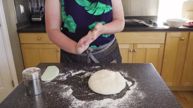 Step by step. Baking sourdough bread in residential kitchen.