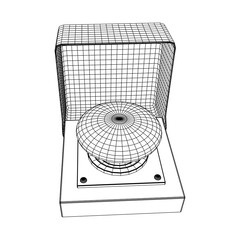 Big panic launch alarm push button. Wireframe low poly mesh vector illustration