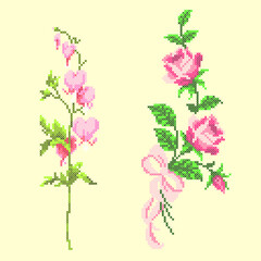 Obraz na płótnie Canvas vector art cross stitch flowers