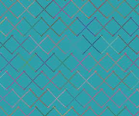 multi colour dot rectangular repeat pattern in light blue background