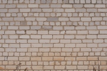 White brick wall made of silicate brick. Texture