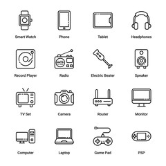 Electronics‌ ‌and‌ ‌Appliances‌ Outline Icons - Stroked, Vectors