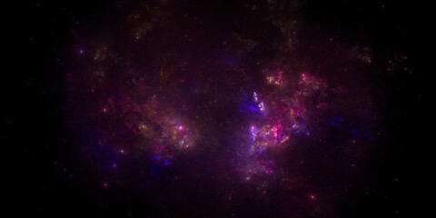 Obraz na płótnie Canvas Banner Star field background . Starry outer space background texture . Colorful Starry Night Sky Outer Space background. 3D illustration