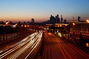Fototapeta na wymiar Sunset in Moscow city