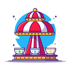 Amusement Park Spinning Tea Cup Vector Cartoon Illustration. Amusement Park Icon Concept White Isolated. Flat Cartoon Style Suitable for Web Landing Page, Banner, Sticker, and Background