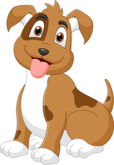 Cartoon funny dog on white background