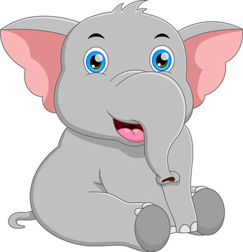 cute baby elephant cartoon on a white background