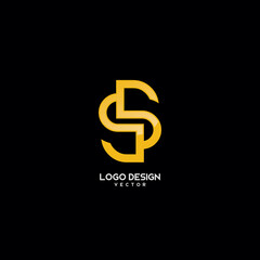Double S Letter Gold Monogram Logo Design