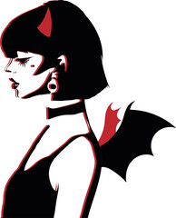 Devil Girl - stylized art print - vector