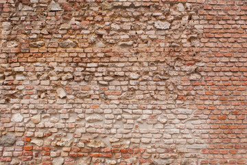 Obraz premium Old red brick wall texture Background. Texture for interior or exterior design. Alte rote Backsteinwand textur Hintergrund. Textur für Innen- oder Außen Design.