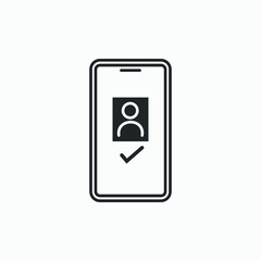 User icon is successfully verified on the smartphone screen, check mark access is permitted.