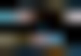 Multicolor Light beams and shadow pattern. Interactive room dark 3d background. Illuminated empty blurred wall and floor. Gleaming texture. Secret defocused template. Magical flares in night space.