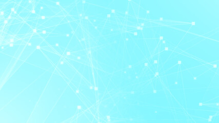 Abstract blue white polygon tech network with connect technology background. Abstract dots and lines texture background. 3d rendering.