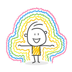 Strichfiguren / Strichmännchen: Regenbogen, bunt, Energie, Charisma. (Nr. 632)