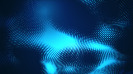 Dot blue wave light screen gradient texture background. Abstract  technology big data digital background. 3d rendering.