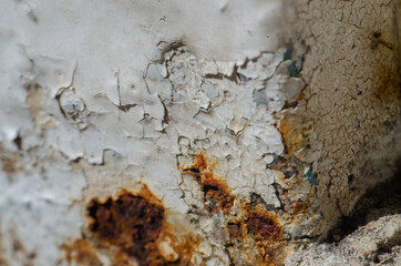 Close up weathered rusty railings 