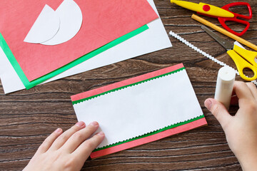 Instruction step 4. Summer birthday card with watermelons with birthday greetings. Handmade....