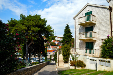 A small street in Solta, a small town on one of the many islands that can be reached from Split in Croatia.