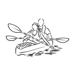 kayak vector sketch on a white background