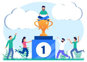 Illustration vector graphic cartoon character of businessman success