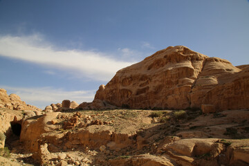 Fototapeta na wymiar Petra, Jordan, the landscape before entering the Siq
