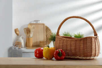 A table in a spring kitchen prepared for culinary action 