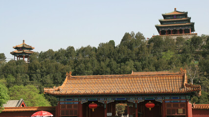pavilions at prospect hill (jingshan) in beijing in china 