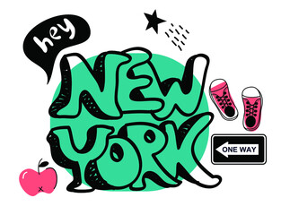 New York vector graffiti emblem. vector design for print, poster, banner