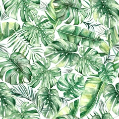 Gardinen Aquarell tropische Blätter nahtlose Muster © katrinshine