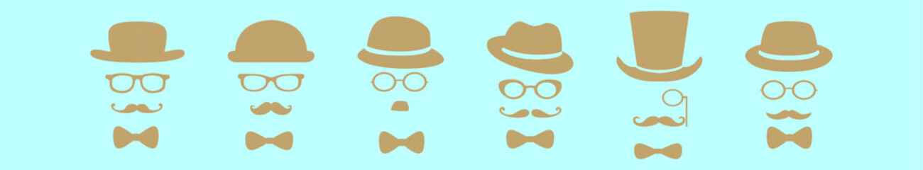 set of old man retro cartoon icon design template with various models. vector illustration isolated on blue background