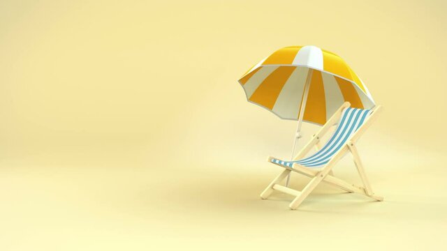 Sunbed and umbrella animation packshot with chroma key and Alpha Channel in 4K