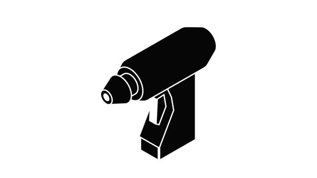Manual welding torch icon animation isometric black object on white background