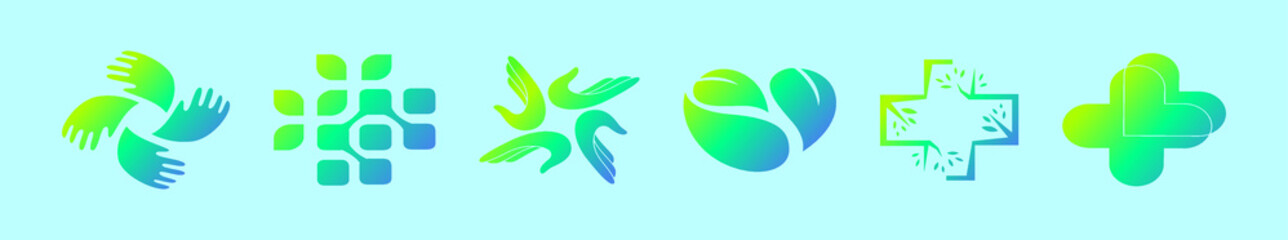 set of healing logo construction cartoon icon design template with various models. vector illustration isolated on blue background