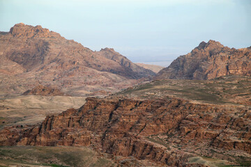 Morning lights on the mountains near the ancient city of Petra