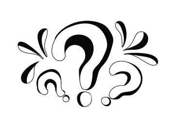 Fototapeta premium Hand drawn three question marks in doodle style. Sketch style icon. Isolated on white background