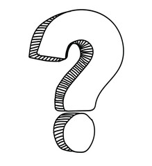
Hand drawn question mark in doodle style. Sketch style icon. Isolated on white background