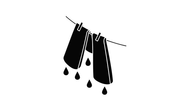Pants drying icon animation isometric black object on white background