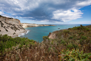 Fototapeta na wymiar Tropical Bay on Malta Gozo Island. tropical holiday background