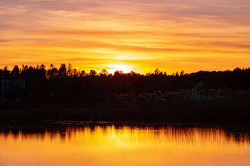 sunset over the river