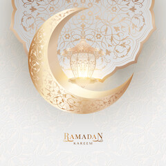 Ramadan Kareem background with moon and lantern