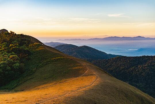 ridges of Doi Mon Jong mountain in morning