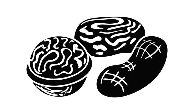 Nuts icon animation isometric black object on white background
