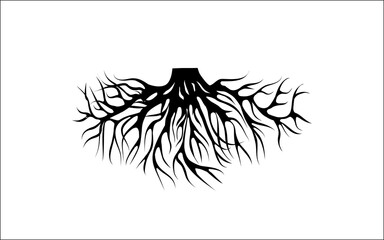 Creative abstract tree with root on white background vector logo design