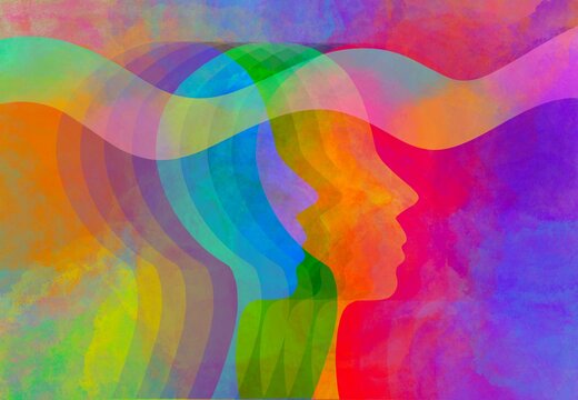 Disegno grafico arcobaleno meditazione, rilassamento. Forza di chakra. Spiritualit&agrave;. Onde