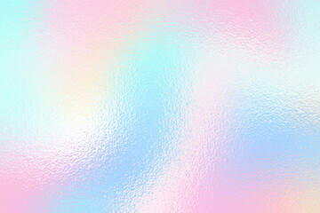 Soft texture foil. Background in pastel color. Iridescent gradient. Light pink and blue colours. Metal dreamy effect. Gentle surface. Delicate backdrop for design prints. Metallic pattern. Vector