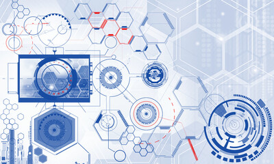 Abstract technology background with simple blue circles elements